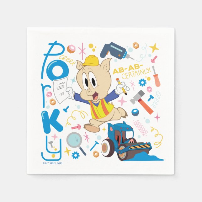 Serviette En Papier BUGS BUNNY BUILDERS™| Porky Pig Work Tools (Devant)