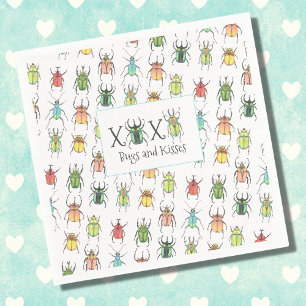 Serviette En Papier Bugs d'amour et bisous XOXO Saint-Valentin