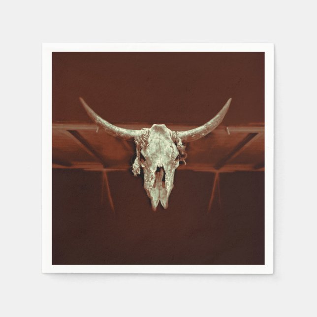 Serviette En Papier Bull Skull Wild West Brown Rustique Pays Ouest (Devant)