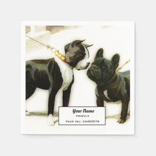 SERVIETTE EN PAPIER BULLDOG DE BOSTON TERRIER