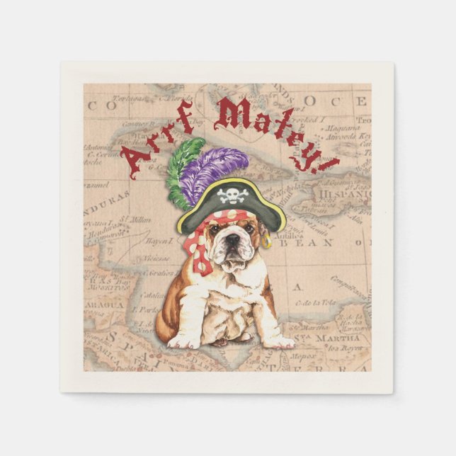 Serviette En Papier Bulldog Pirate (Devant)