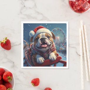 Serviette En Papier Bulldog Roller Dessous de verre Noël
