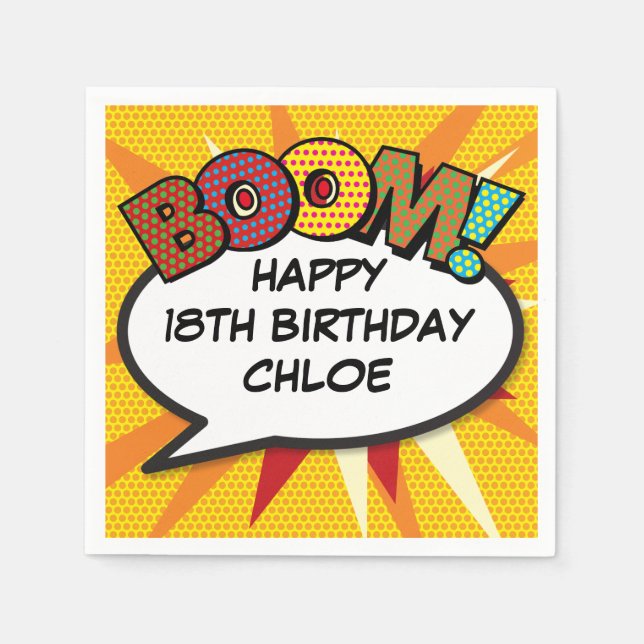 Serviette En Papier Bulle de Texte de Bande Dessinée Rétro Amusante (Devant)