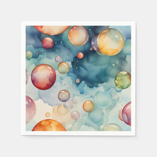 Serviette En Papier Bulles colorées Aquarelle Art (Devant)
