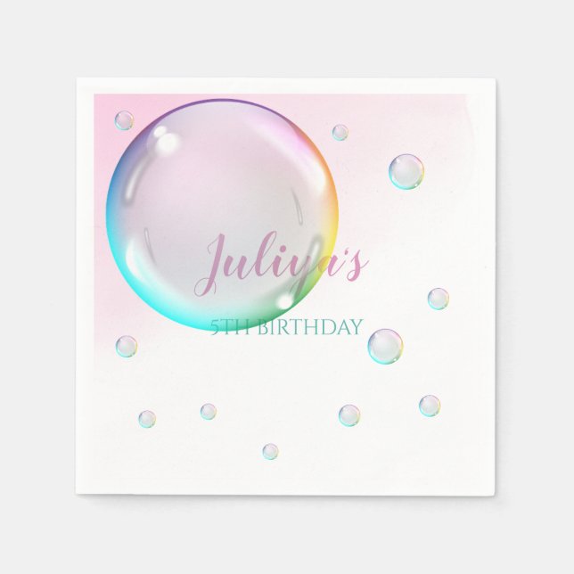 Serviette En Papier Bulles d'aquarelle Anniversaire (Devant)
