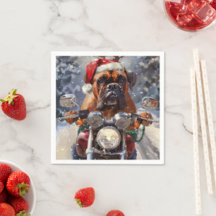 Serviette En Papier Bullmastiff Chien équitation Moto Noël
