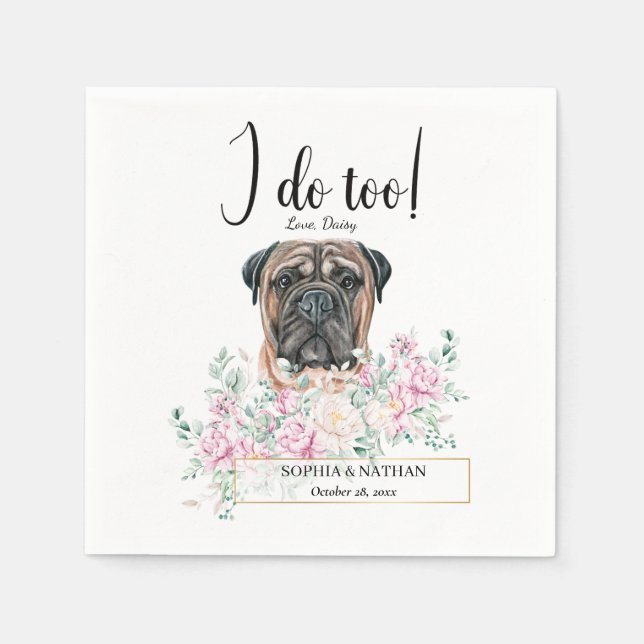 Serviette En Papier Bullmastiff Chien Mariage Cocktail Napkins (Devant)