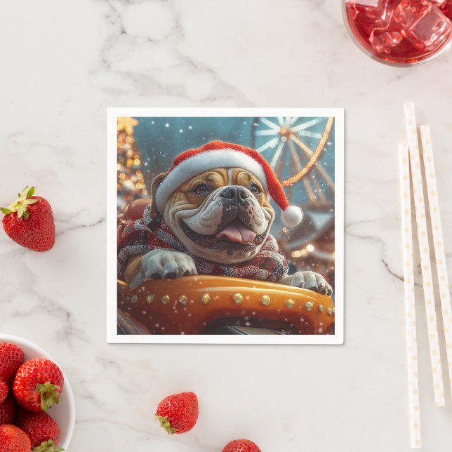 Serviette En Papier Bullmastiff Dog Roller Dessous de verre Noël (En situation)