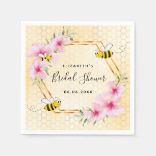 Serviette En Papier Bumble abeille nid d'abeille rose flores nuptiale