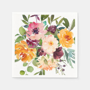 SERVIETTE EN PAPIER BUNCH FLORAL JAUNE BLEU CLAIR