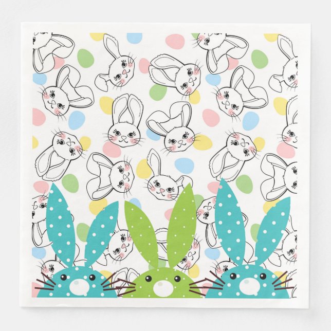 Serviette En Papier Bunnies de Pâques (Devant)