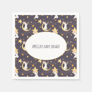 Serviette En Papier Bunnies et étoiles d'or sur Grey