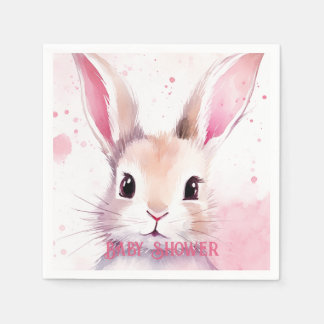 Serviette En Papier Bunny Cute Aquarelle baby shower rose