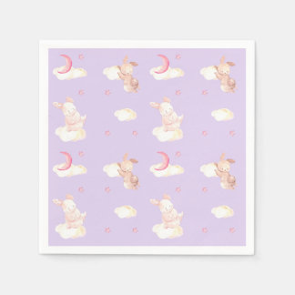 Serviette En Papier Bunny Dreams Baby shower violet