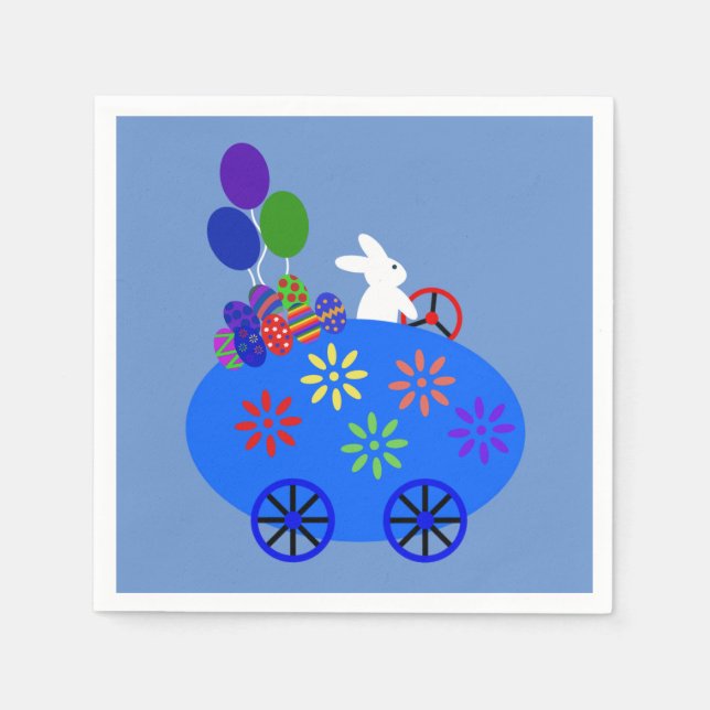 Serviette En Papier Bunny Riding Oeuf Voiture #3 Napkins (Devant)