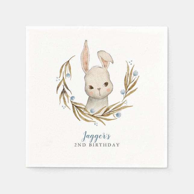 Serviette En Papier Bunny Woodland Thème Garçon fête d'anniversaire (Devant)