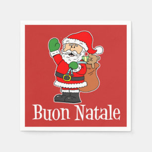 Serviette En Papier Buon Natale Italien Joyeux Noël Père Noël (RED)
