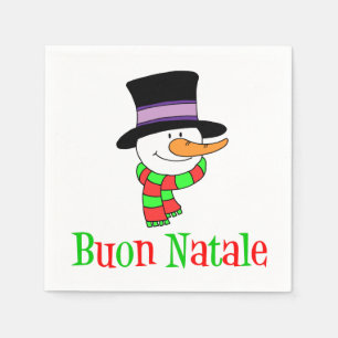 Serviette En Papier Buon Natale Italien Joyeux Noël Snowman