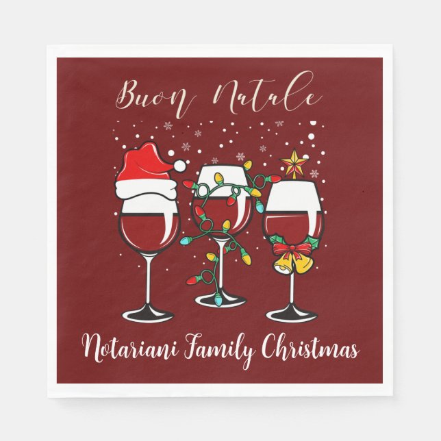 Serviette En Papier Buon Natale Vin Festif Verre italien Noël (Devant)