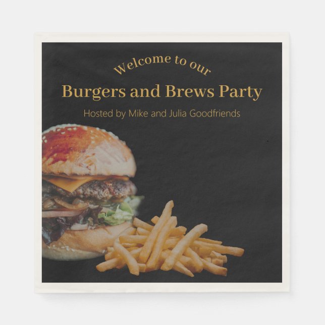 Serviette En Papier Burgers et Brews Party (Devant)