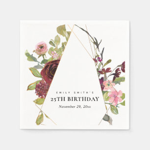 SERVIETTE EN PAPIER BURGOUNDY BLUSH BURGUNDY ROSE FLORAL TOUT ÂGE ANN