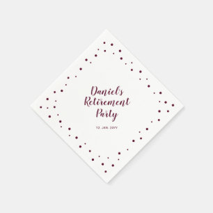 Serviette En Papier Burgundy Chic Confetti Parti de retraite moderne