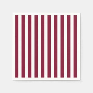 Serviette En Papier Burgundy et blanc rayures de bonbons