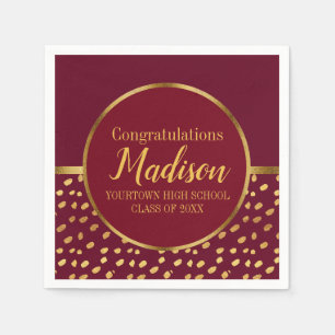 Serviette En Papier Burgundy et Gold Graduation Party
