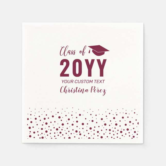 Serviette En Papier Burgundy Modern Confetti Graduation Party (Devant)