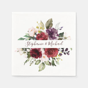 Serviette En Papier Burgundy Red Navy Floral Russe Boho Papier Napkin