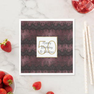 Serviette En Papier Burgundy Rouge Black Lace 50 et Fabuleux