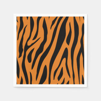 Serviette En Papier Burnt Orange& Black Tiger Stripes Animal Print 