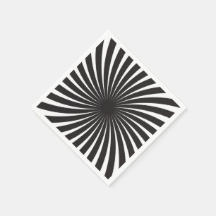 Serviette En Papier Burst Solaire en Spirale Rétro Noir & Blanc