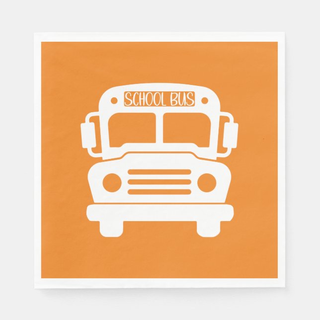 Serviette En Papier Bus scolaire blanc sur Arrière - plan orange (Devant)