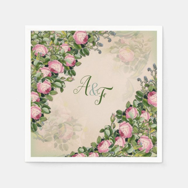 Serviette En Papier Bush Garden Green - roses douces roses serviettes (Devant)