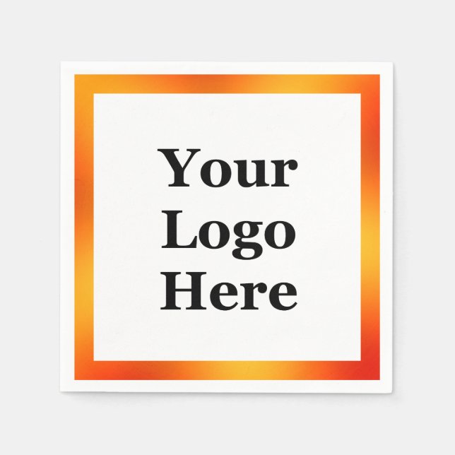 Serviette En Papier Business Blanc et orange Gradient Votre logo ici (Devant)