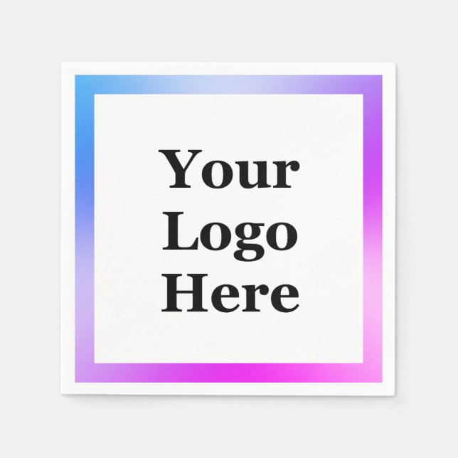 Serviette En Papier Business Blue Purple White Votre logo ici Modèle (Devant)