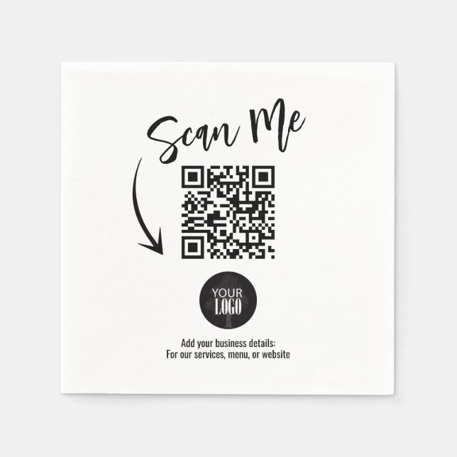 Serviette En Papier Business QR Code Scan Me Custom (Devant)