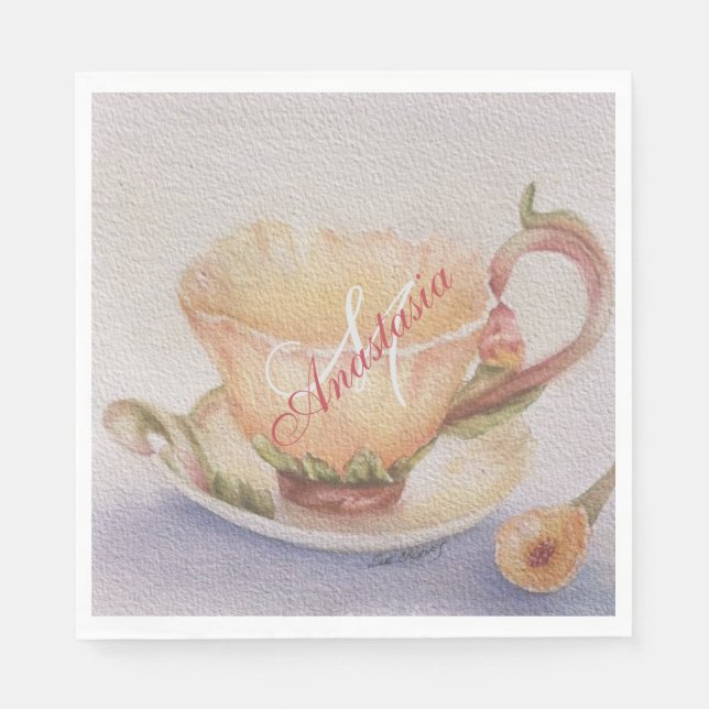 SERVIETTE EN PAPIER BUTTERCUP TEACUP MONOGRAM PARTI (Devant)
