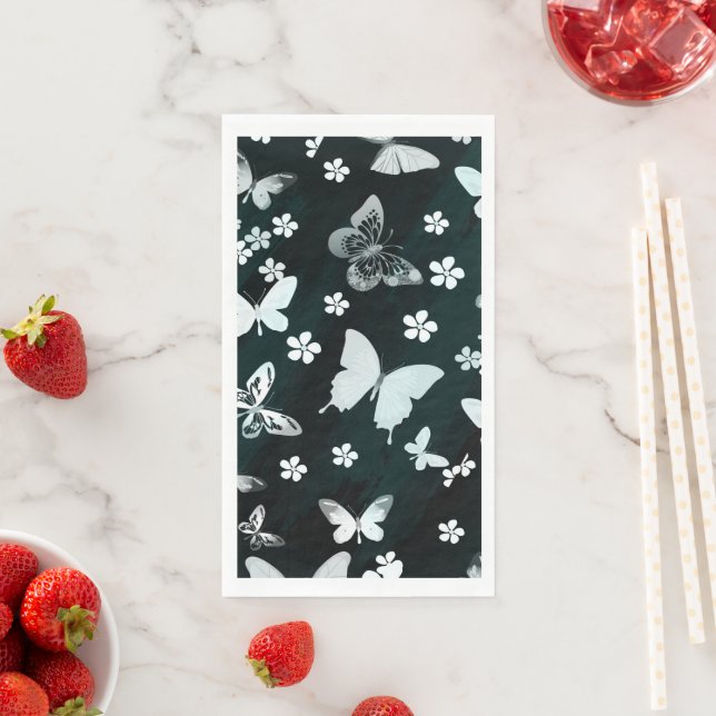 Serviette En Papier Butterfly Pattern 14 (En situation)