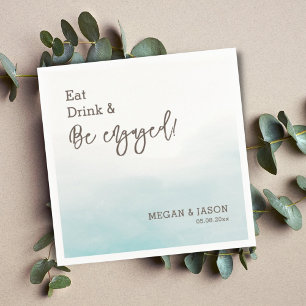 Serviette En Papier Buvez à manger Soyez engagé Dusty Blue Engagement