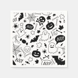 Serviette En Papier BW Art Motif Halloween Motif Halloween Art