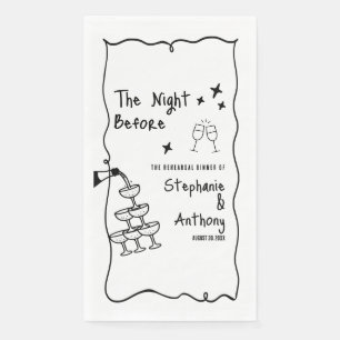 Serviette En Papier BW Whimsical Frame and Champagne La veille