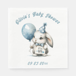 Serviette En Papier C’est un Baby shower à thème animal lapin bleu gar