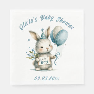Serviette En Papier C’est un petit lapin Baby shower à thème animal bl