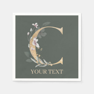 Serviette En Papier C Monogramme Floral serviettes personnalisées