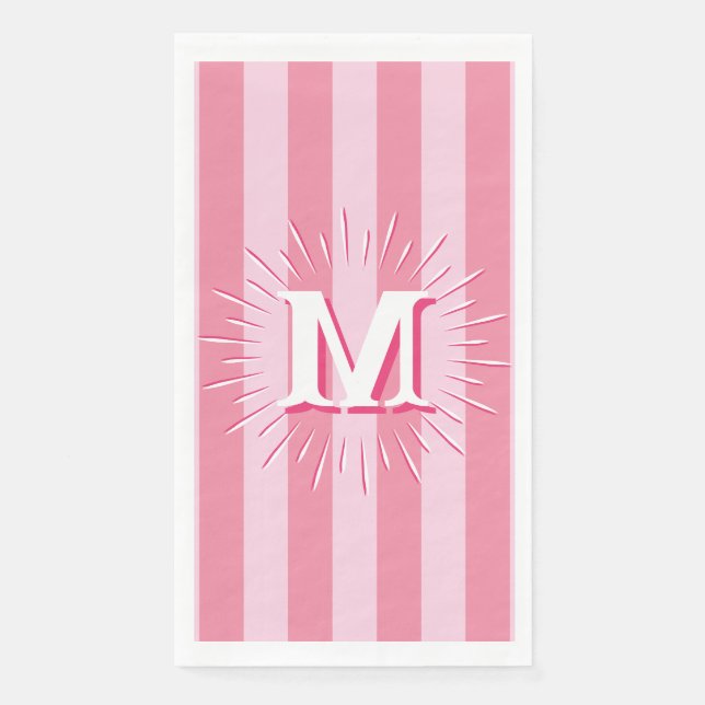 Serviette En Papier Cabana Stripes in Pink Personalized (Devant)
