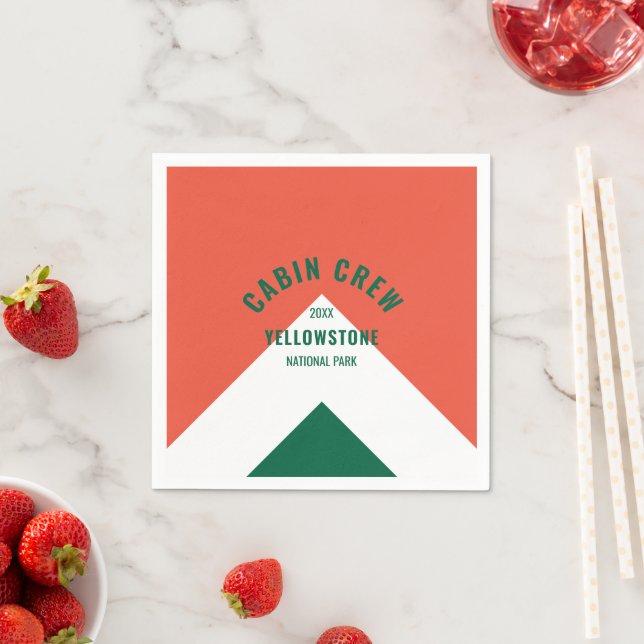 Serviette En Papier Cabine Crew Peronalized Destination Retro Rouge Ve (En situation)