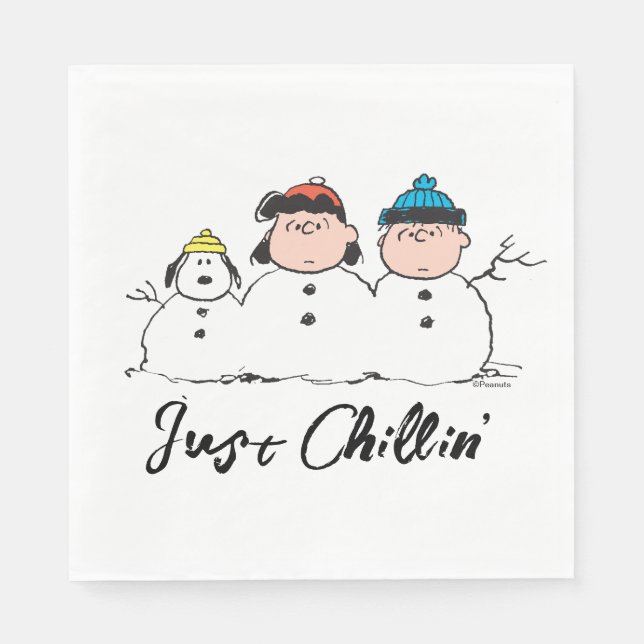 Serviette En Papier cacahuètes | 3 Personne Snowman (Devant)