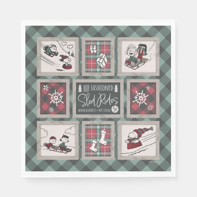 Serviette En Papier cacahuètes | Ancien Motif de traîneau (Devant)